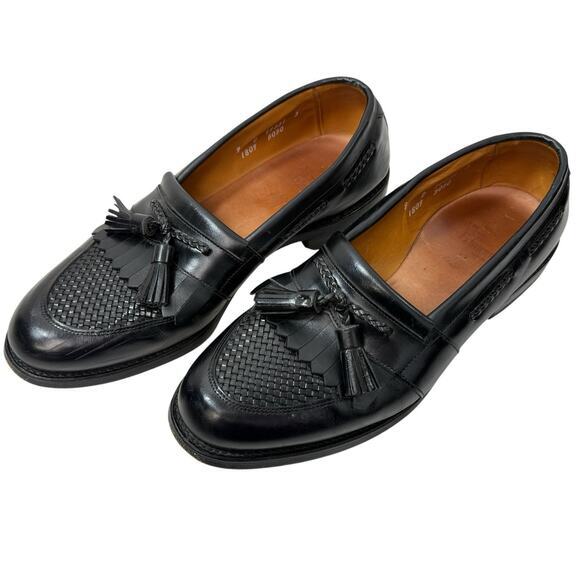 Allen Edmonds Shoes Cody Black Leather‎ Loafer Tassels Weaved Mens Size 9 D - Picture 1 of 11